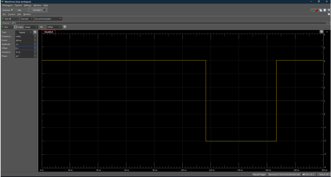 The wave generator screen